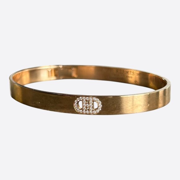 Hermes Other - Hermes Yellow Gold & Diamond H d'Ancre Bracelet